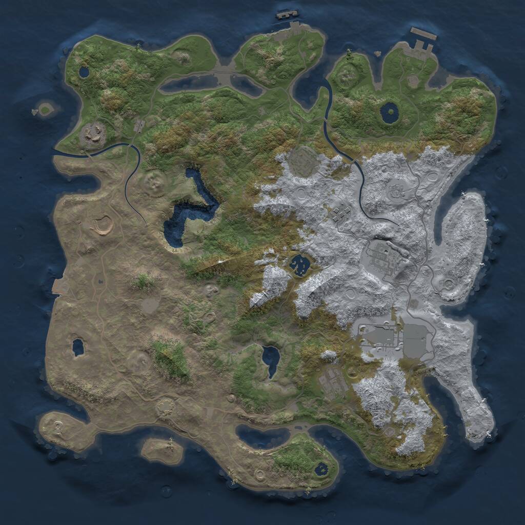Rust Map: Procedural Map, Size: 4000, Seed: 915381396, 14 Monuments
