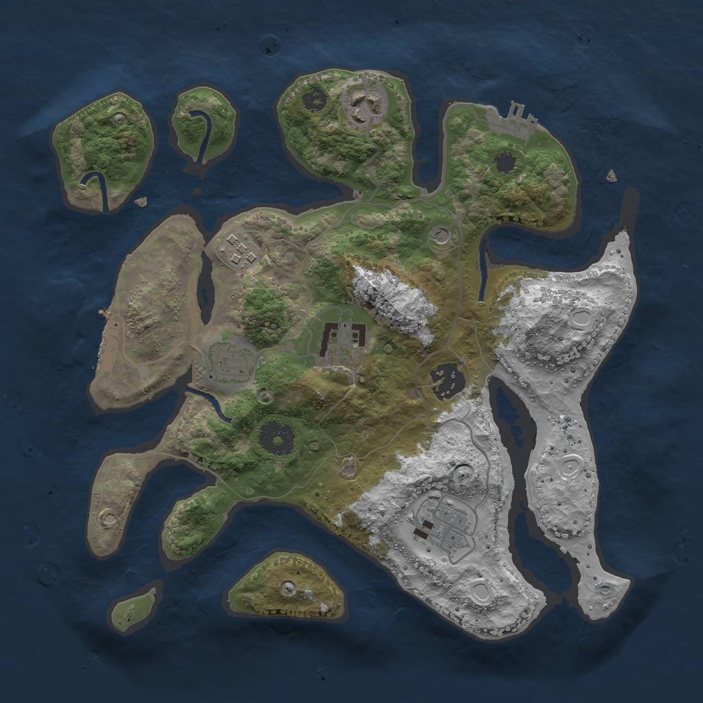 Rust Map: Procedural Map, Size: 3000, Seed: 2423406, 17 Monuments