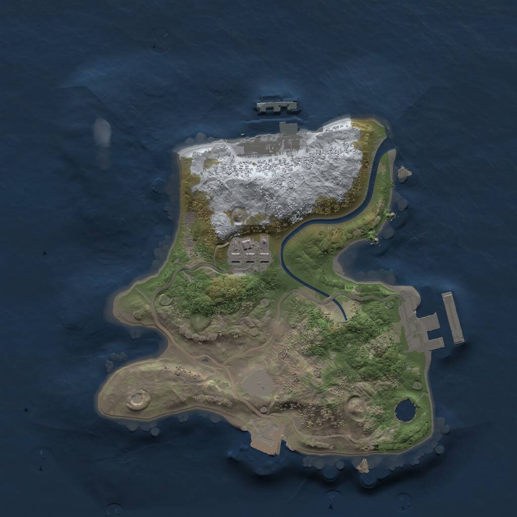Rust Map: Procedural Map, Size: 2000, Seed: 2074, 4 Monuments