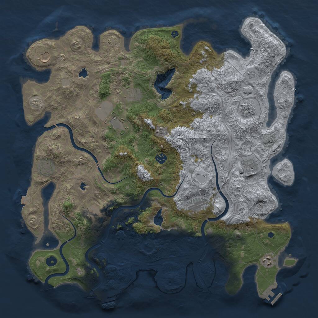 Rust Map: Procedural Map, Size: 4500, Seed: 387534, 17 Monuments