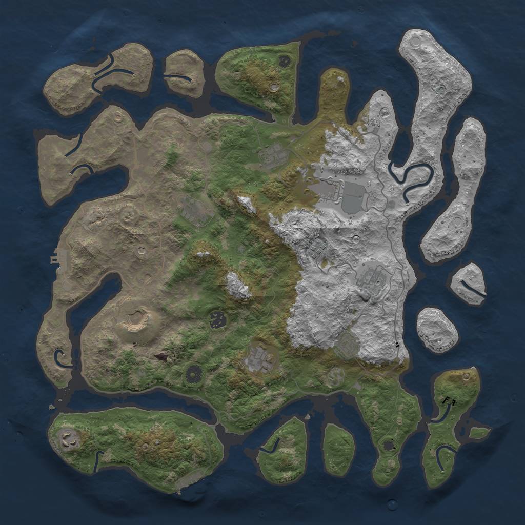 Rust Map: Procedural Map, Size: 4500, Seed: 387534, 21 Monuments