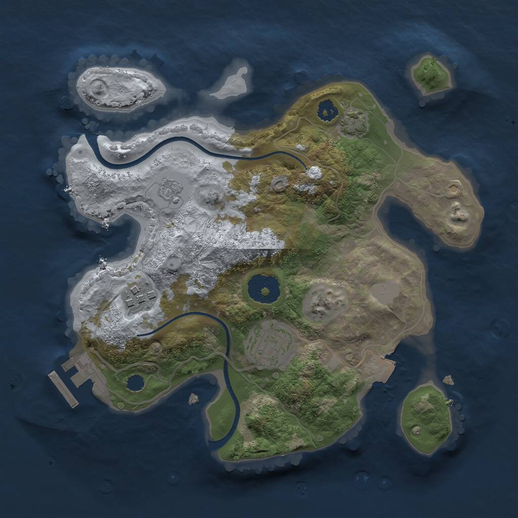 Rust Map: Procedural Map, Size: 2500, Seed: 18613284, 6 Monuments