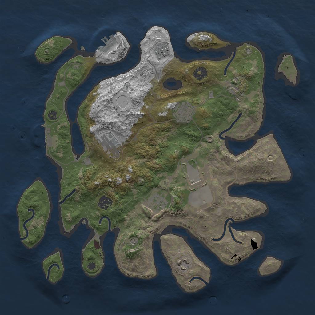 Rust Map: Procedural Map, Size: 3500, Seed: 2084273262, 19 Monuments