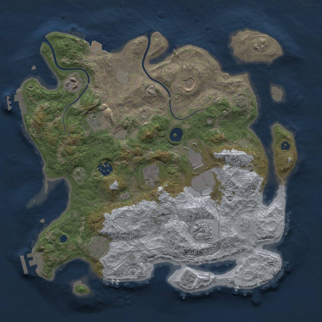 Rust Map: Procedural Map, Size: 3500, Seed: 20200805, 15 Monuments