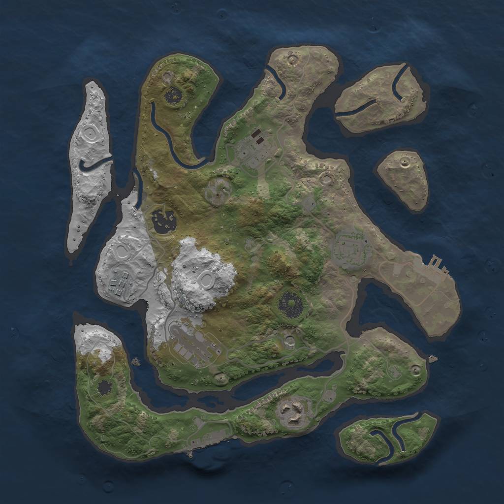 Rust Map: Procedural Map, Size: 3000, Seed: 3679999, 17 Monuments