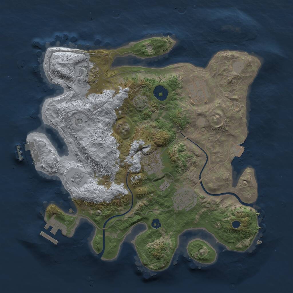 Rust Map: Procedural Map, Size: 3000, Seed: 8062021, 10 Monuments