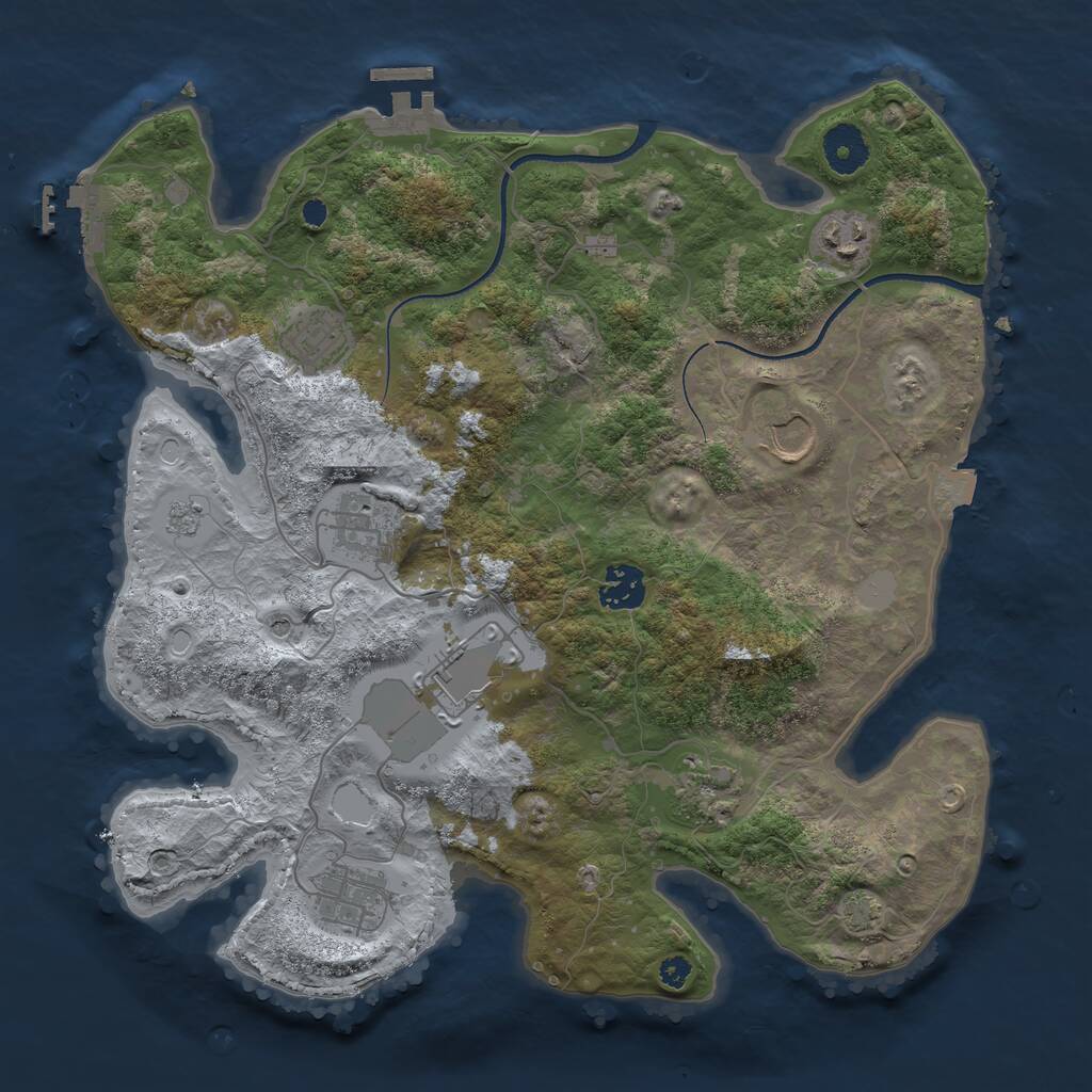 Rust Map: Procedural Map, Size: 3500, Seed: 267895979, 14 Monuments