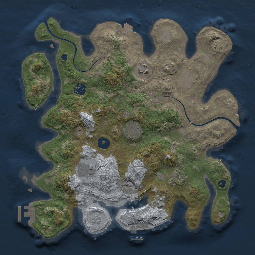 Rust Map: Procedural Map, Size: 3200, Seed: 29743, 12 Monuments