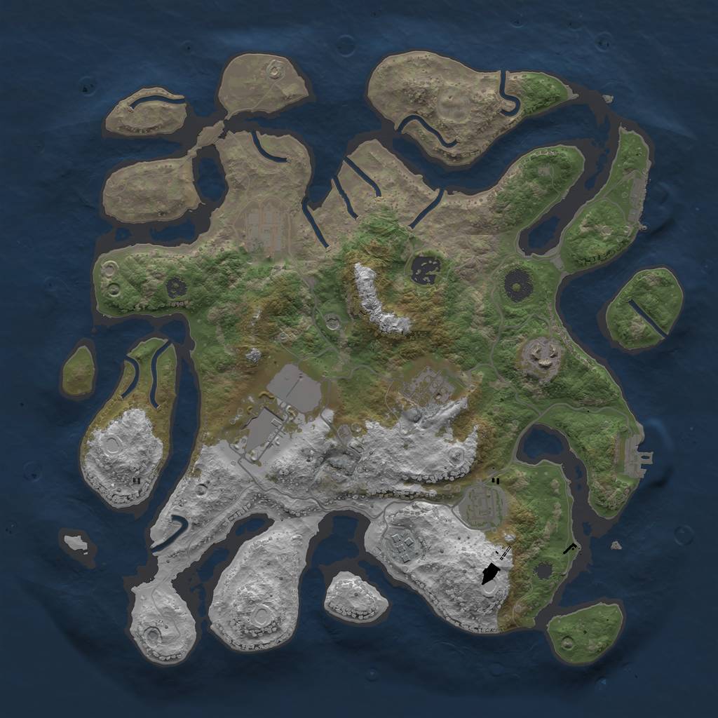 Rust Map: Procedural Map, Size: 3600, Seed: 858898330, 18 Monuments