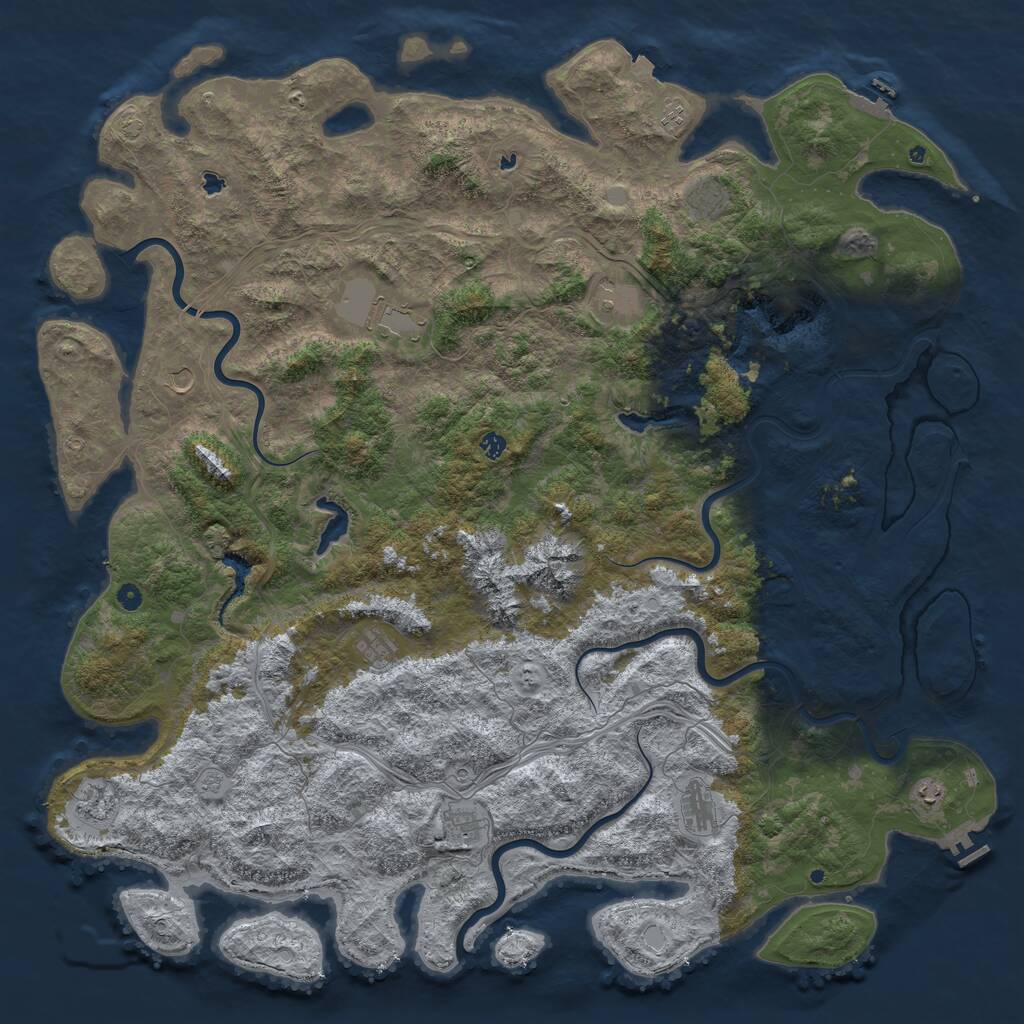 Rust Map: Procedural Map, Size: 6000, Seed: 1238473701, 17 Monuments