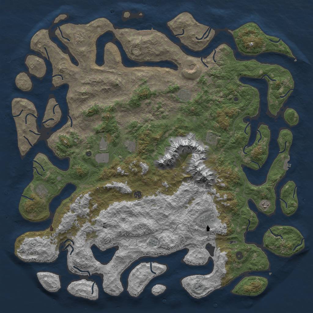 Rust Map: Procedural Map, Size: 6000, Seed: 1238473701, 22 Monuments