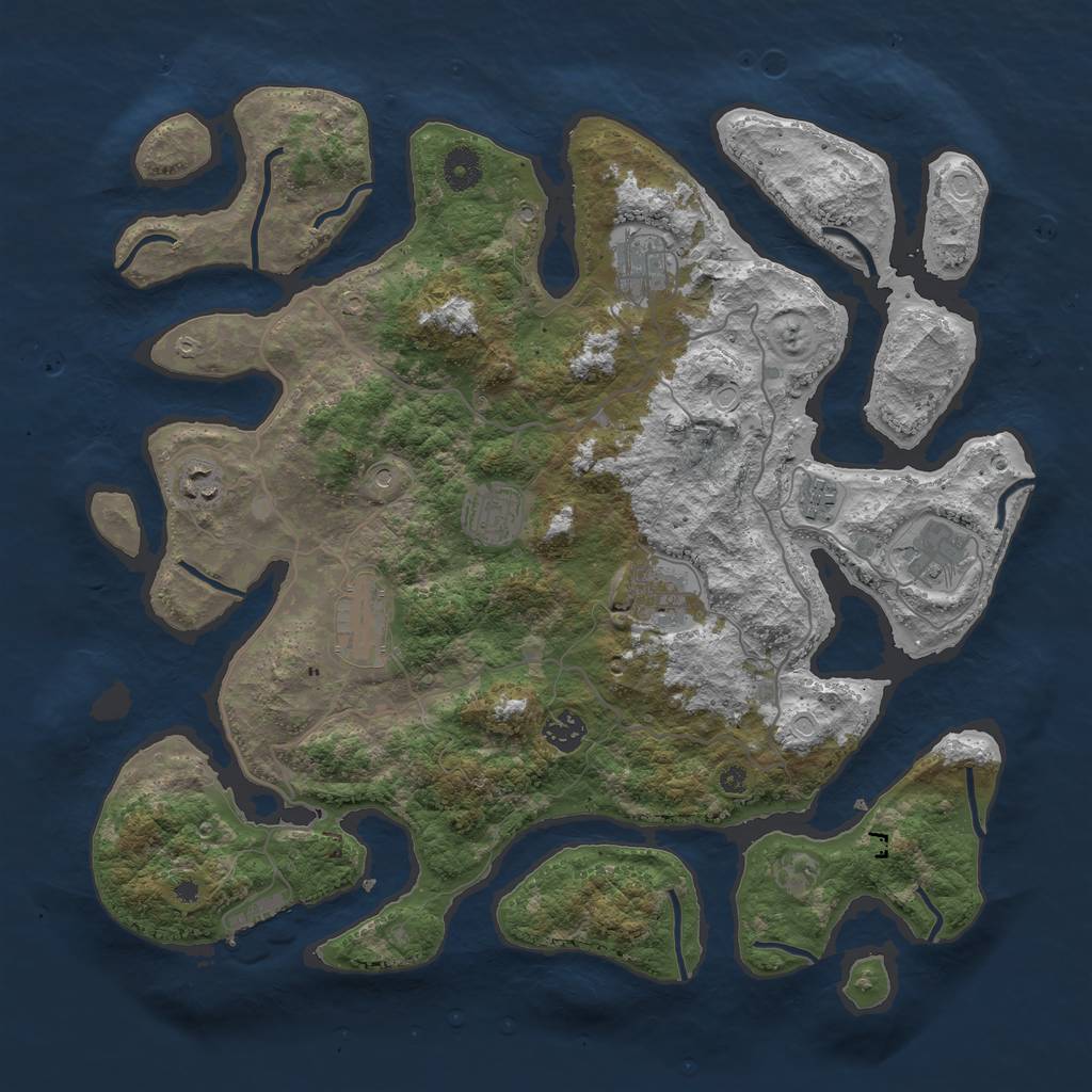 Rust Map: Procedural Map, Size: 4000, Seed: 1342402181, 18 Monuments