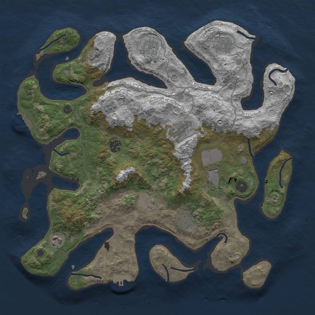 Rust Map: Procedural Map, Size: 4000, Seed: 43521, 20 Monuments