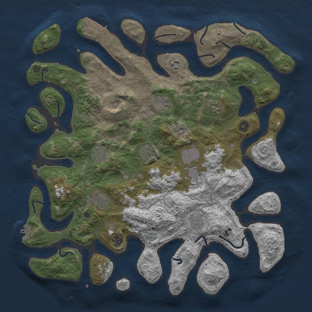 Rust Map: Procedural Map, Size: 4500, Seed: 1920007192, 22 Monuments