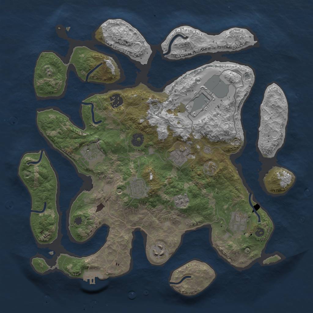 Rust Map: Procedural Map, Size: 3500, Seed: 44532452, 18 Monuments