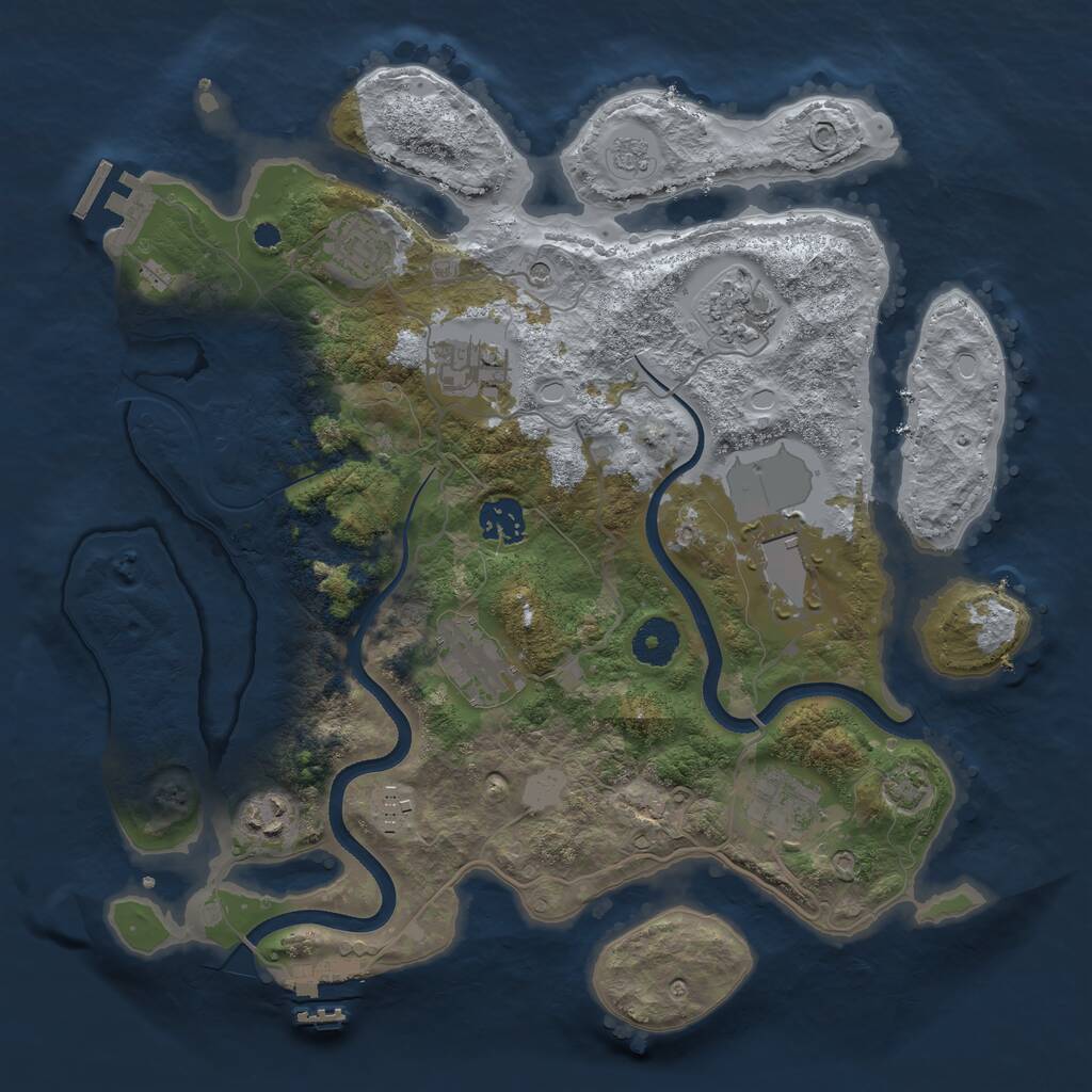 Rust Map: Procedural Map, Size: 3500, Seed: 44532452, 15 Monuments