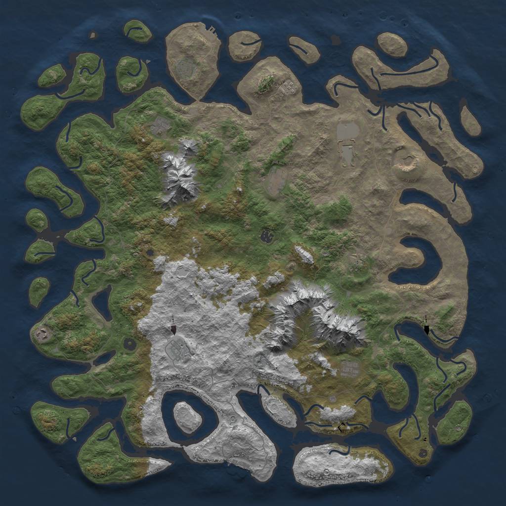 Rust Map: Procedural Map, Size: 6000, Seed: 8393, 22 Monuments