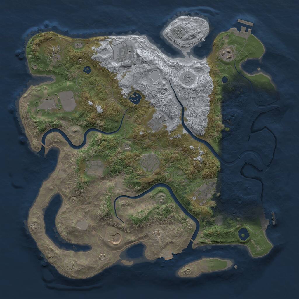 Rust Map: Procedural Map, Size: 3850, Seed: 778289632, 17 Monuments