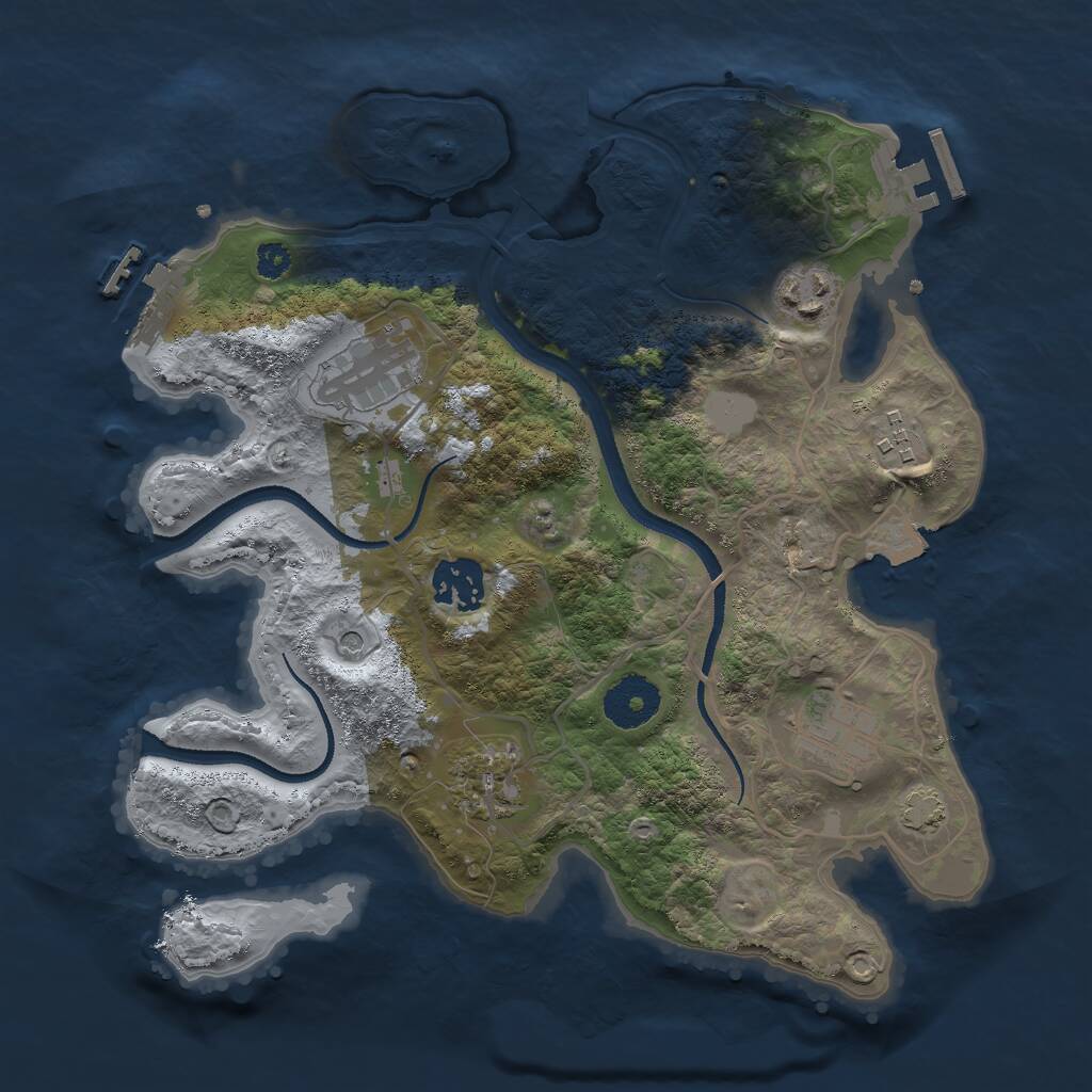 Rust Map: Procedural Map, Size: 3050, Seed: 897198, 11 Monuments