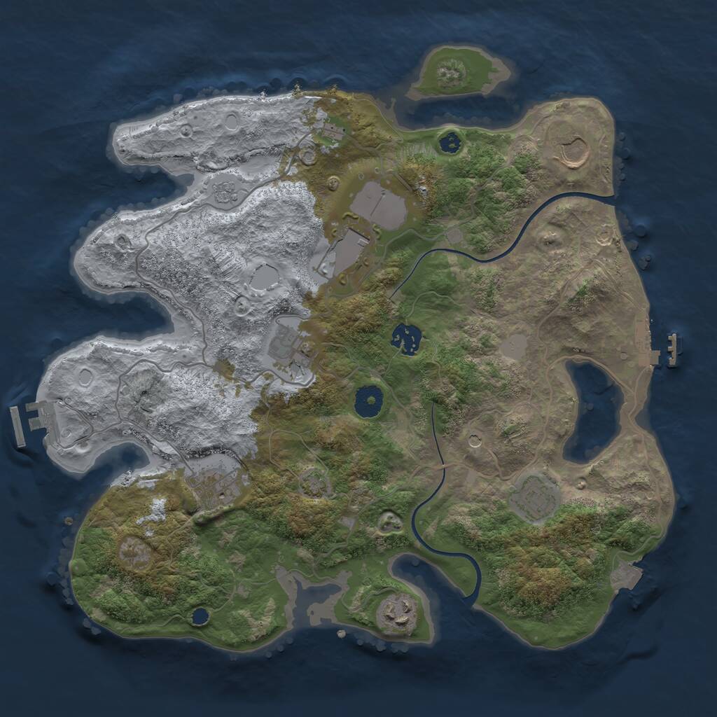 Rust Map: Procedural Map, Size: 3502, Seed: 822461885, 13 Monuments
