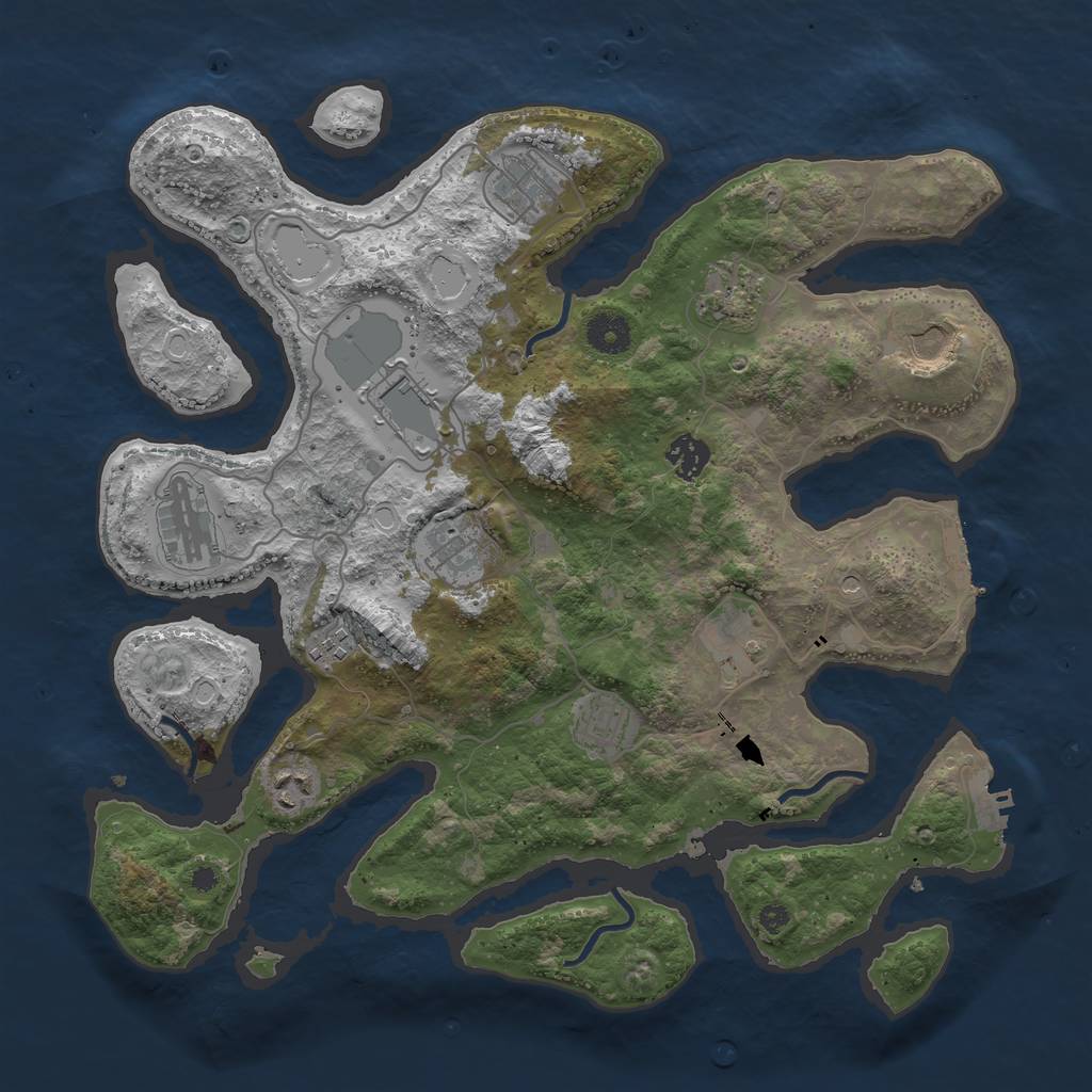 Rust Map: Procedural Map, Size: 3800, Seed: 1793457888, 22 Monuments