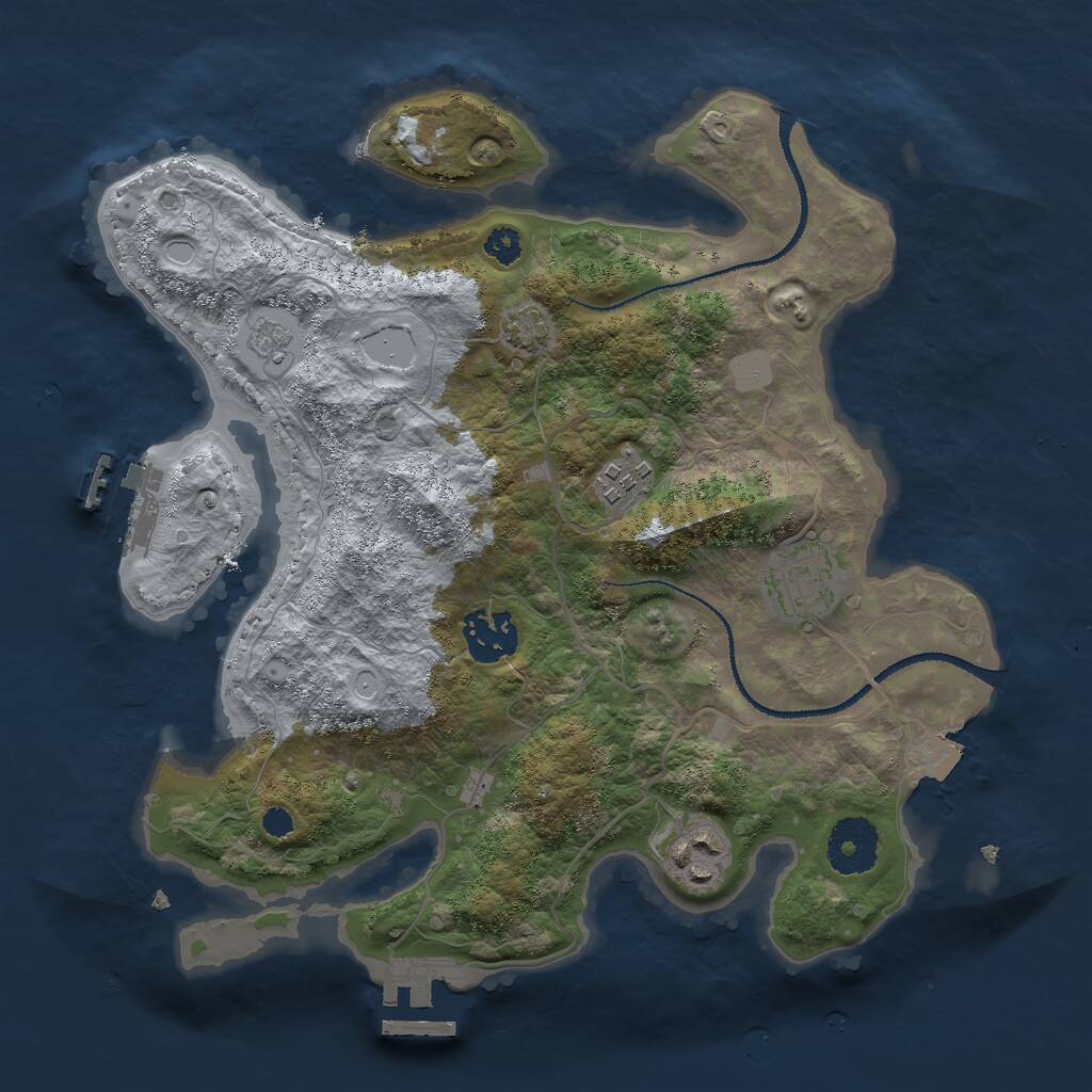 Rust Map: Procedural Map, Size: 3000, Seed: 2067267542, 9 Monuments