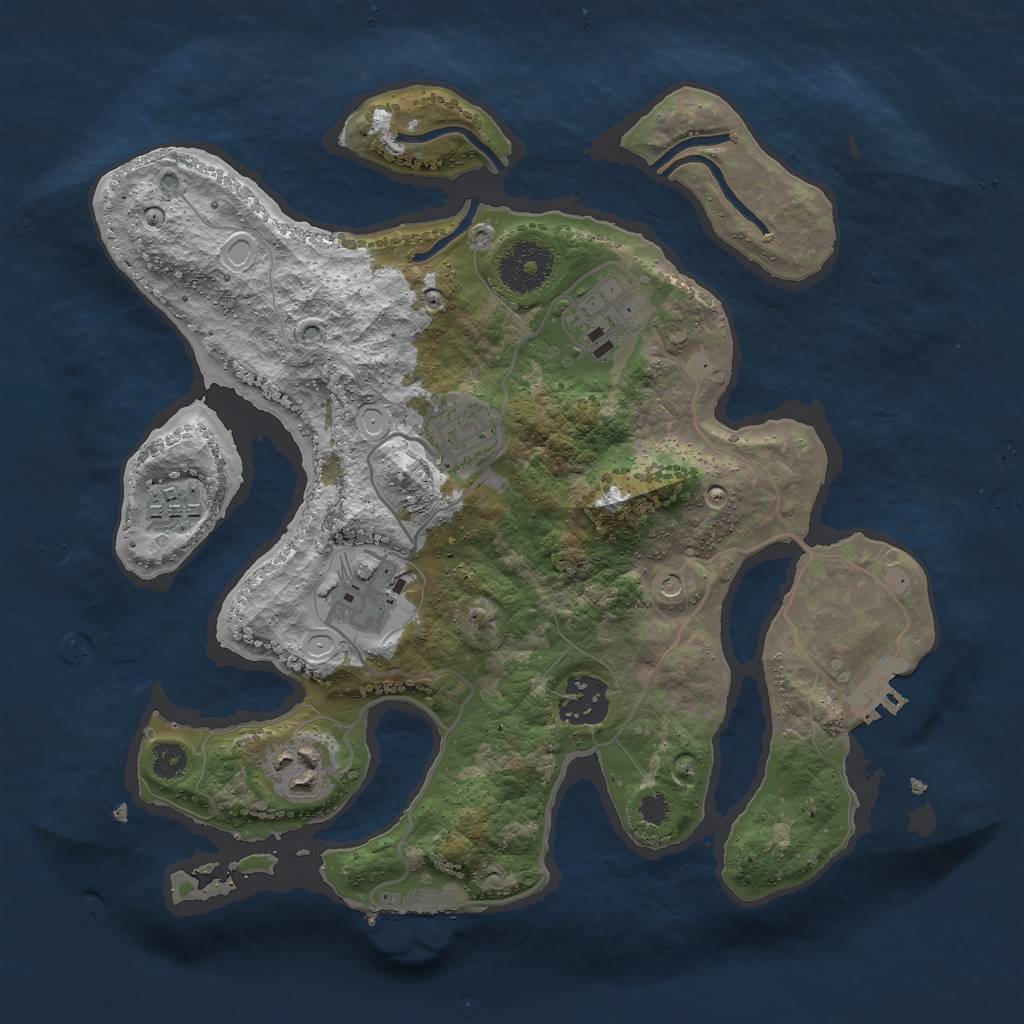 Rust Map: Procedural Map, Size: 3000, Seed: 2067267542, 17 Monuments