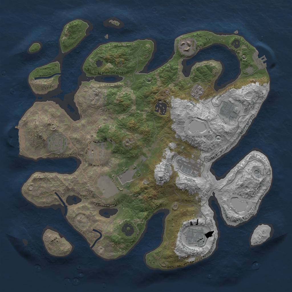 Rust Map: Procedural Map, Size: 3500, Seed: 307474962, 20 Monuments