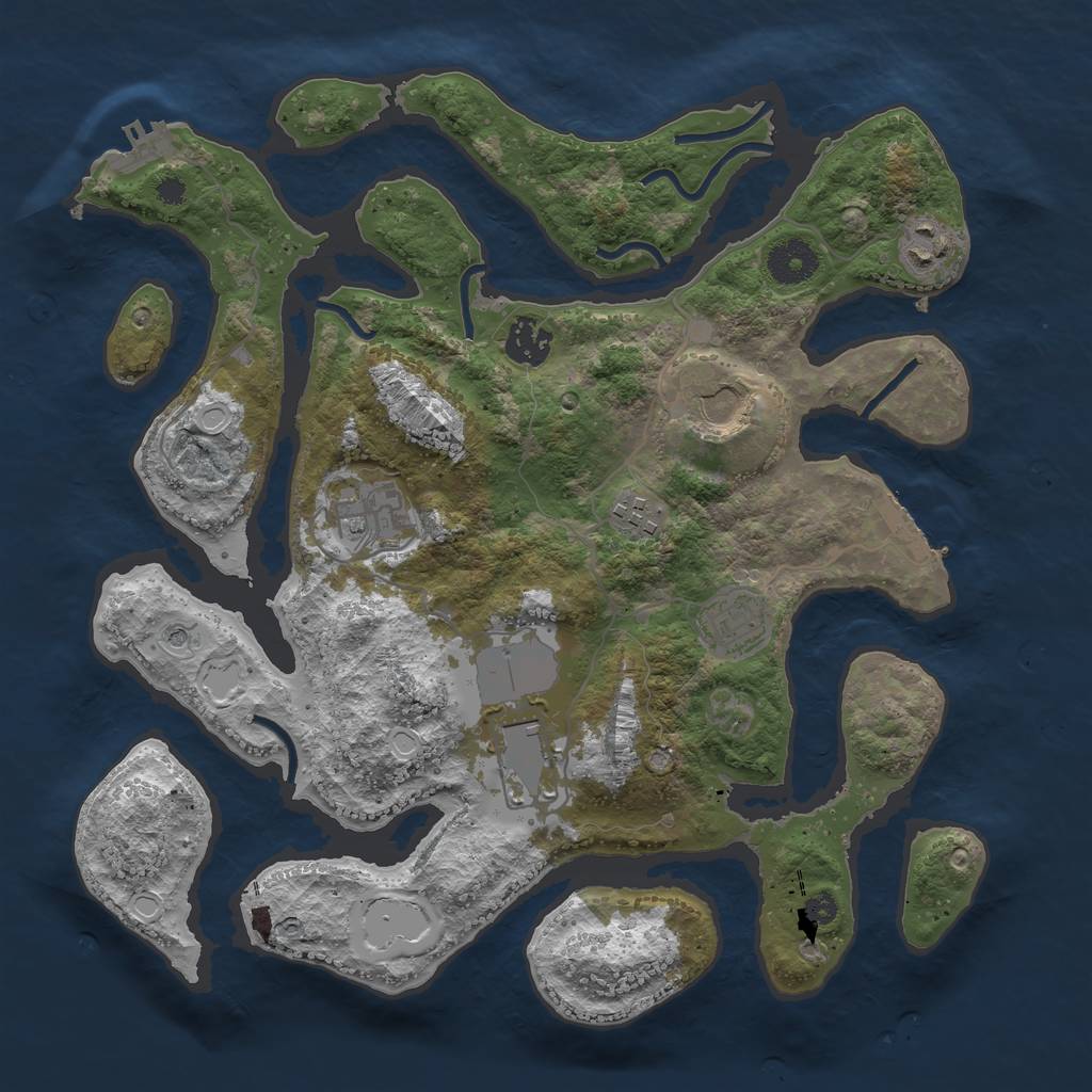 Rust Map: Procedural Map, Size: 3500, Seed: 346759856, 18 Monuments