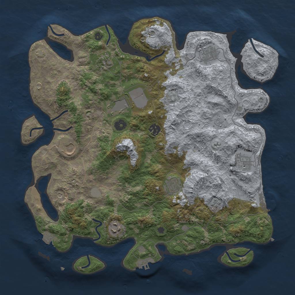 Rust Map: Procedural Map, Size: 3850, Seed: 1664632413, 17 Monuments