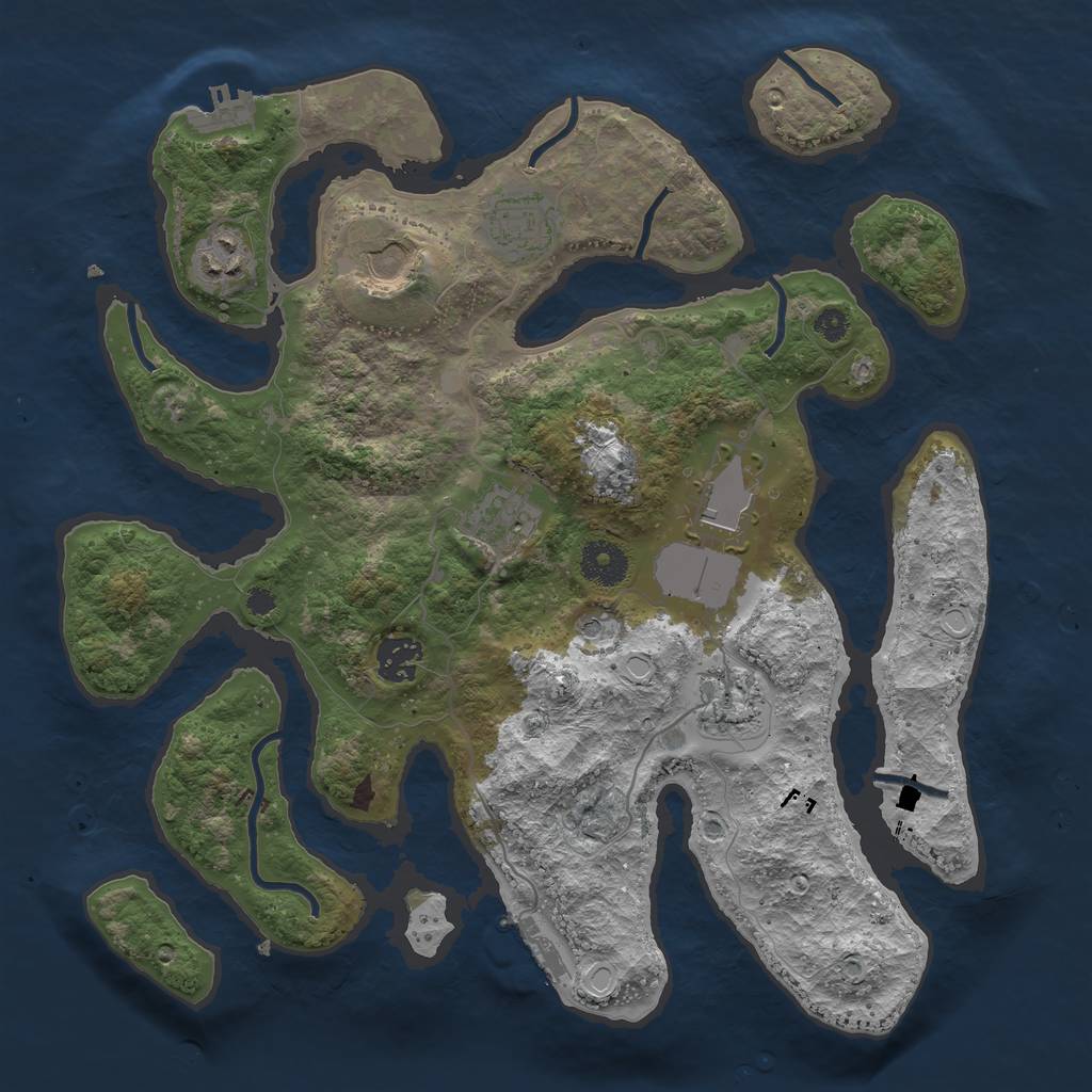 Rust Map: Procedural Map, Size: 3500, Seed: 199837833, 18 Monuments