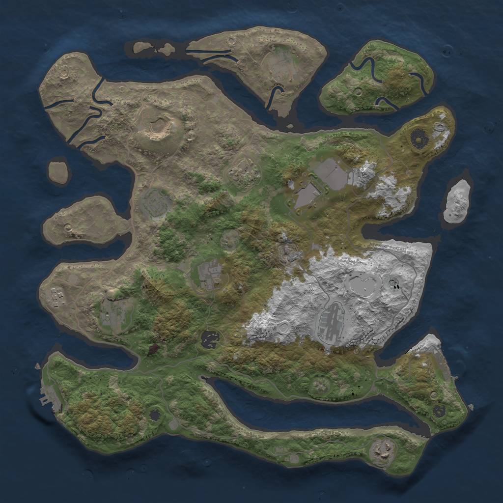 Rust Map: Procedural Map, Size: 4000, Seed: 2097872077, 22 Monuments