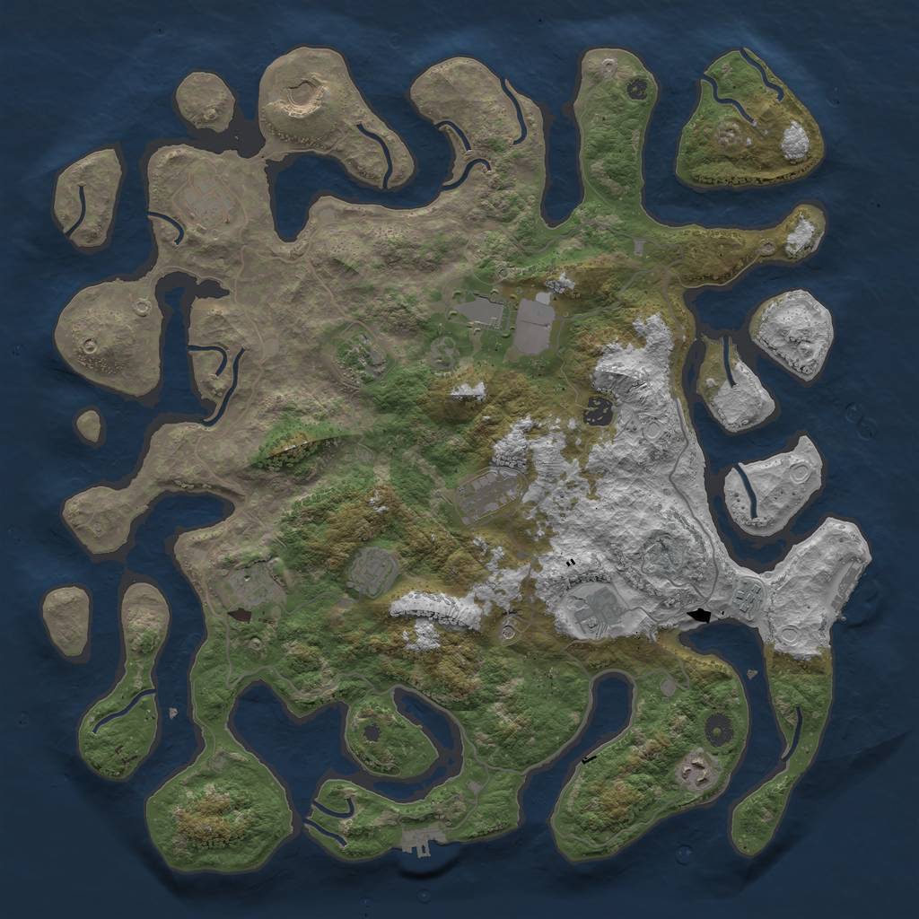 Rust Map: Procedural Map, Size: 4500, Seed: 1052201705, 22 Monuments