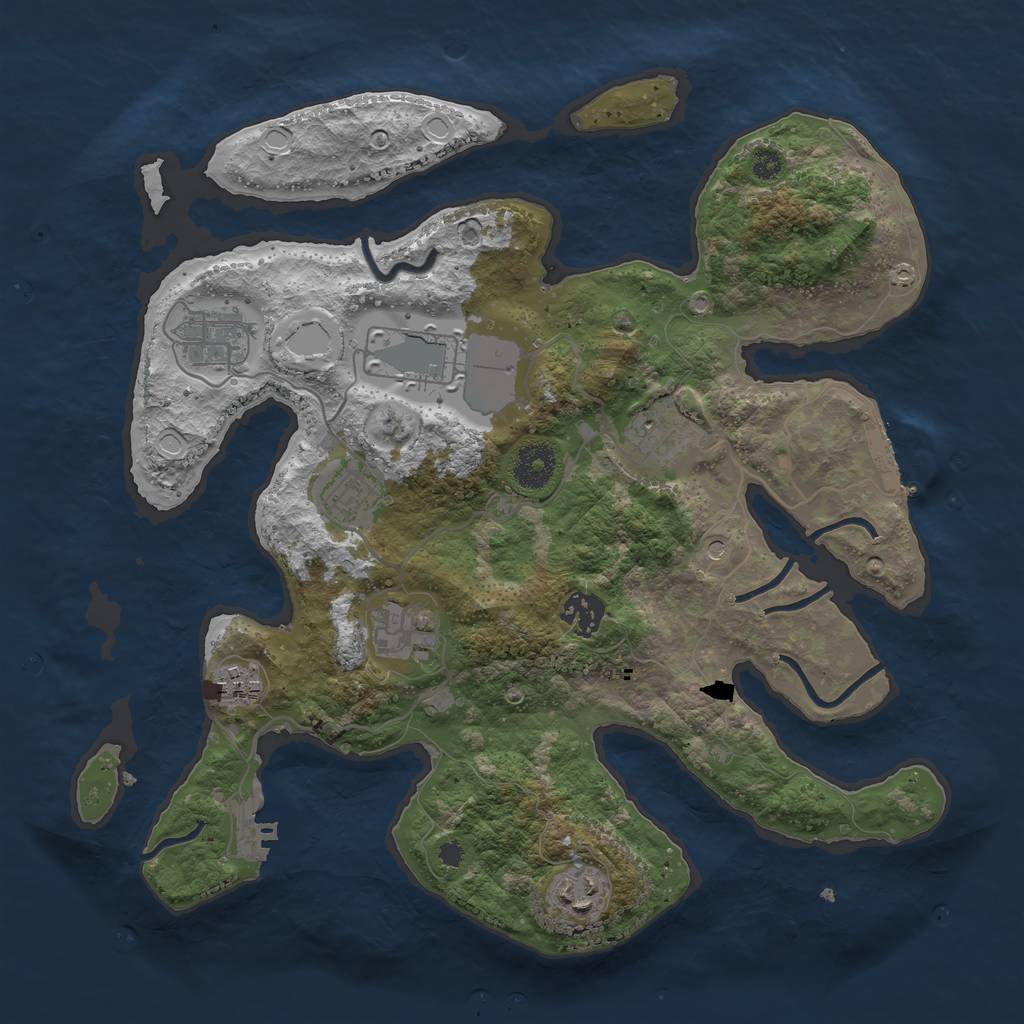 Rust Map: Procedural Map, Size: 3500, Seed: 715235, 19 Monuments