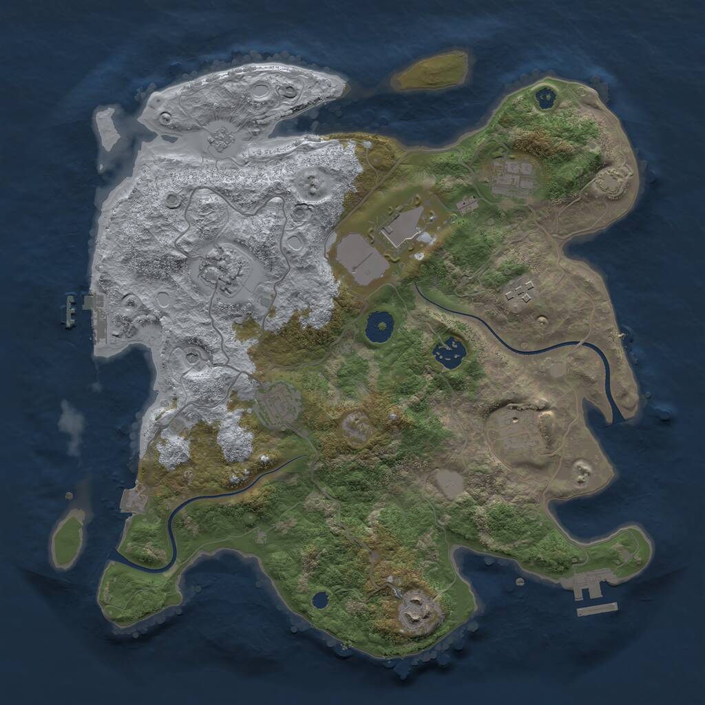 Rust Map: Procedural Map, Size: 3500, Seed: 715235, 14 Monuments