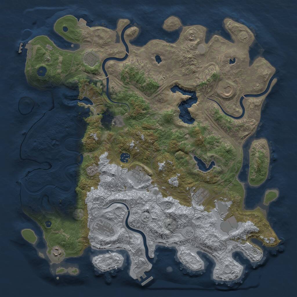 Rust Map: Procedural Map, Size: 4500, Seed: 156206, 16 Monuments