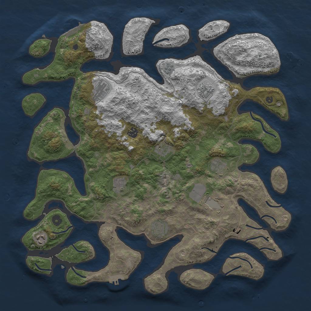 Rust Map: Procedural Map, Size: 4500, Seed: 1792984718, 21 Monuments