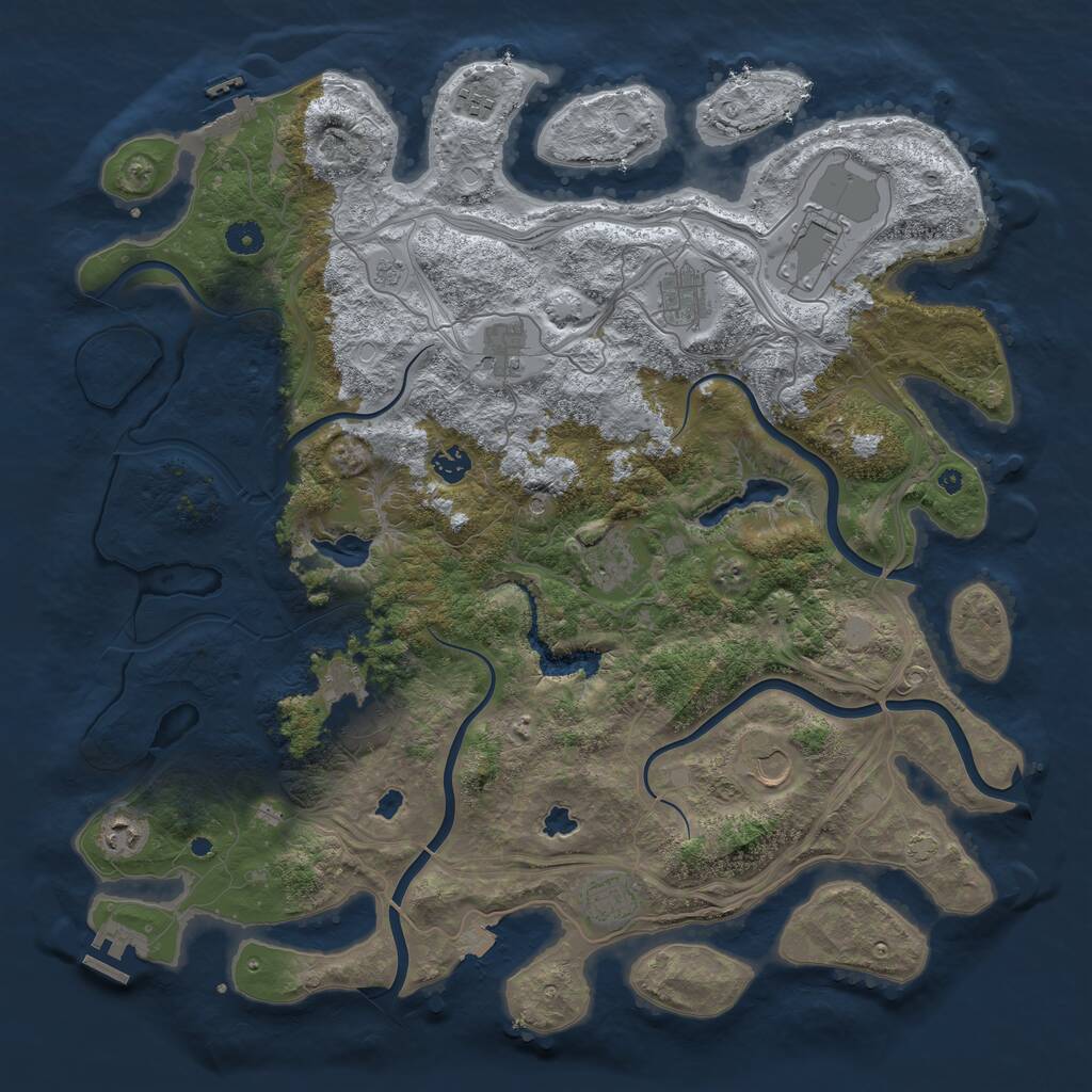 Rust Map: Procedural Map, Size: 4500, Seed: 1792984718, 16 Monuments