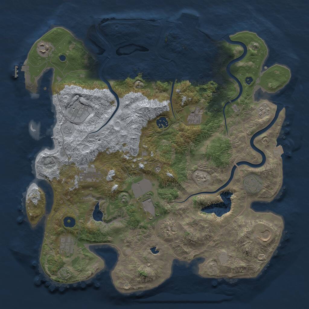 Rust Map: Procedural Map, Size: 4000, Seed: 1205101896, 17 Monuments