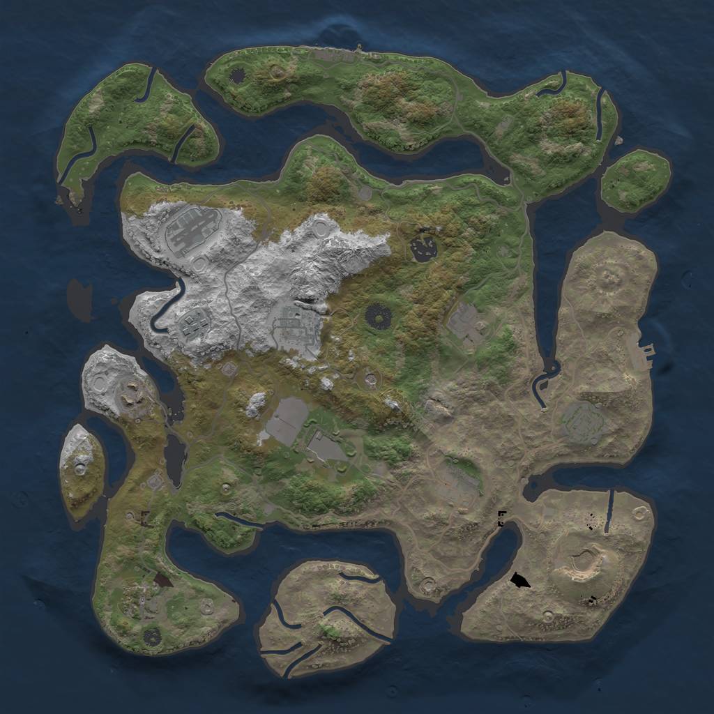 Rust Map: Procedural Map, Size: 4000, Seed: 1205101896, 22 Monuments