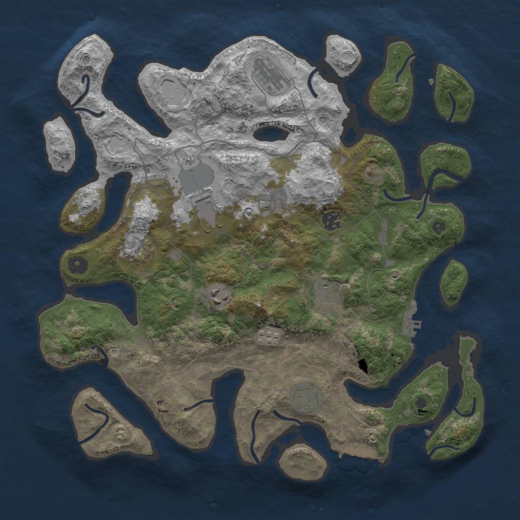 Rust Map: Procedural Map, Size: 4000, Seed: 966722338, 20 Monuments