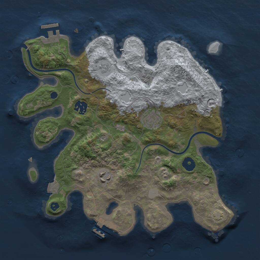 Rust Map: Procedural Map, Size: 3000, Seed: 8377845, 10 Monuments
