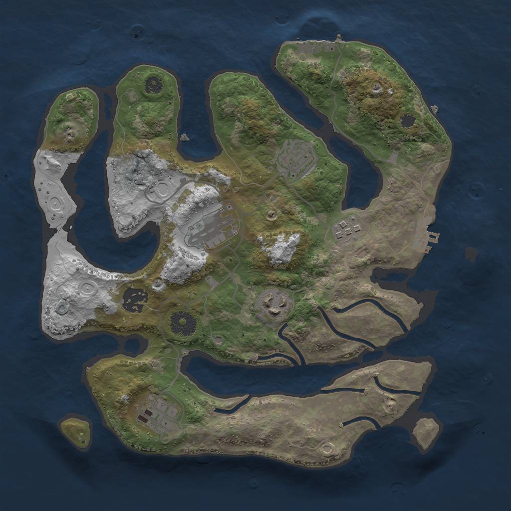 Rust Map: Procedural Map, Size: 3000, Seed: 1958469959, 16 Monuments