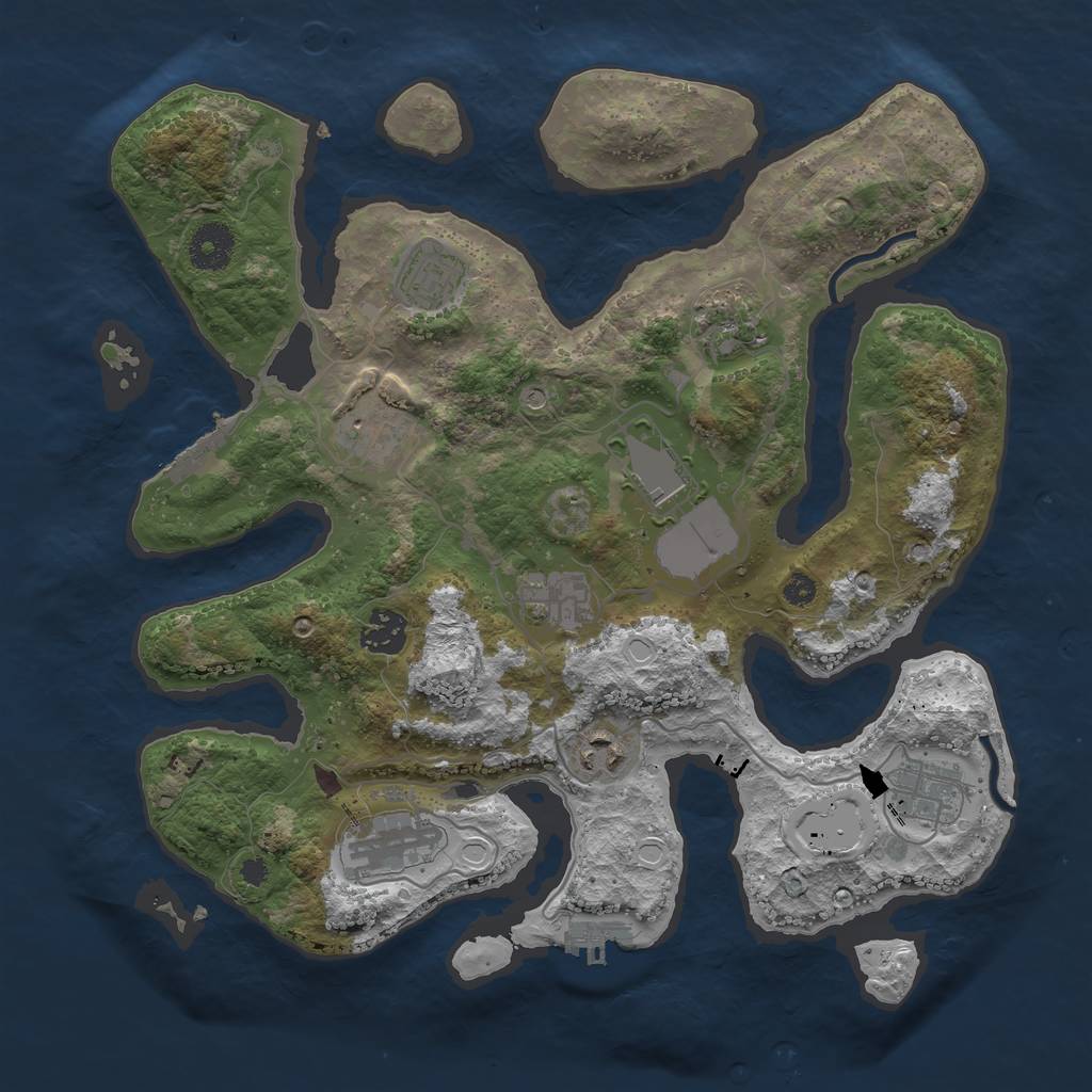 Rust Map: Procedural Map, Size: 3500, Seed: 7654253, 20 Monuments