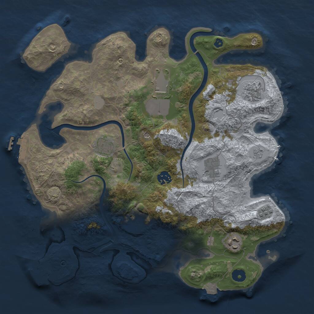 Rust Map: Procedural Map, Size: 3500, Seed: 612576498, 14 Monuments