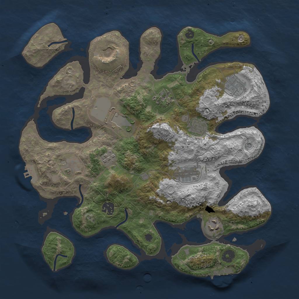 Rust Map: Procedural Map, Size: 3500, Seed: 612576498, 21 Monuments