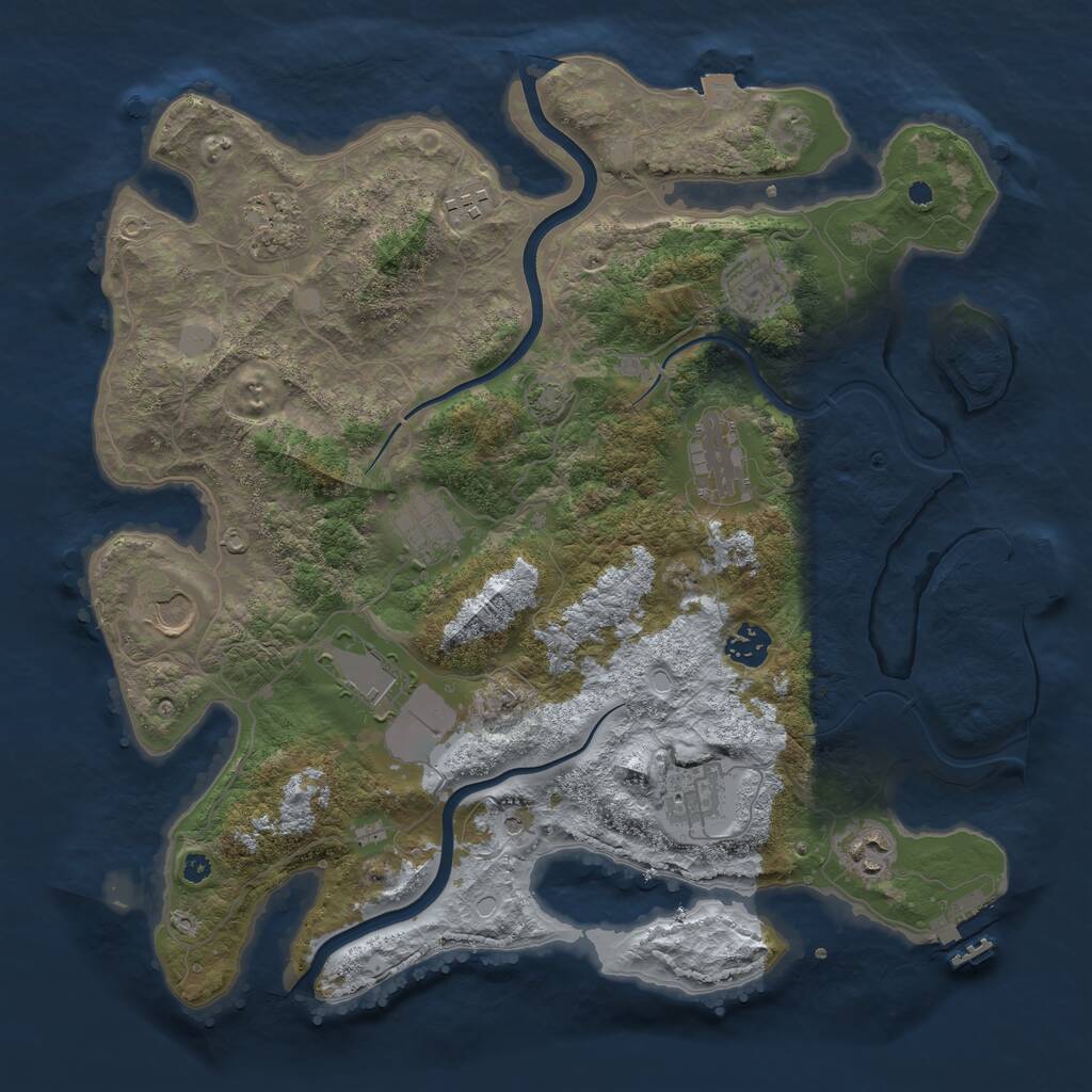 Rust Map: Procedural Map, Size: 3800, Seed: 465165786, 15 Monuments