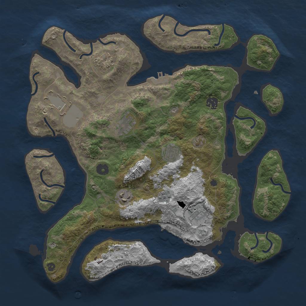 Rust Map: Procedural Map, Size: 3800, Seed: 465165786, 19 Monuments