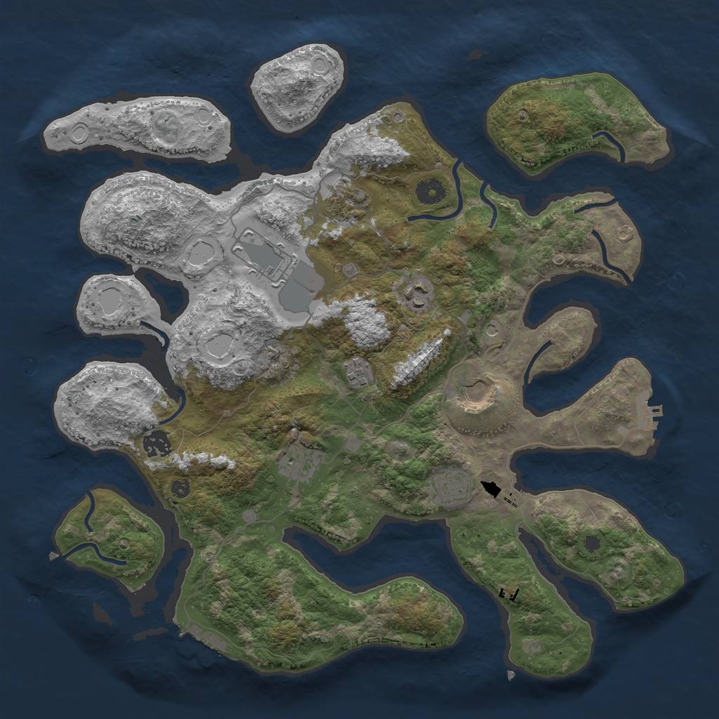 Rust Map: Procedural Map, Size: 3900, Seed: 721421, 19 Monuments