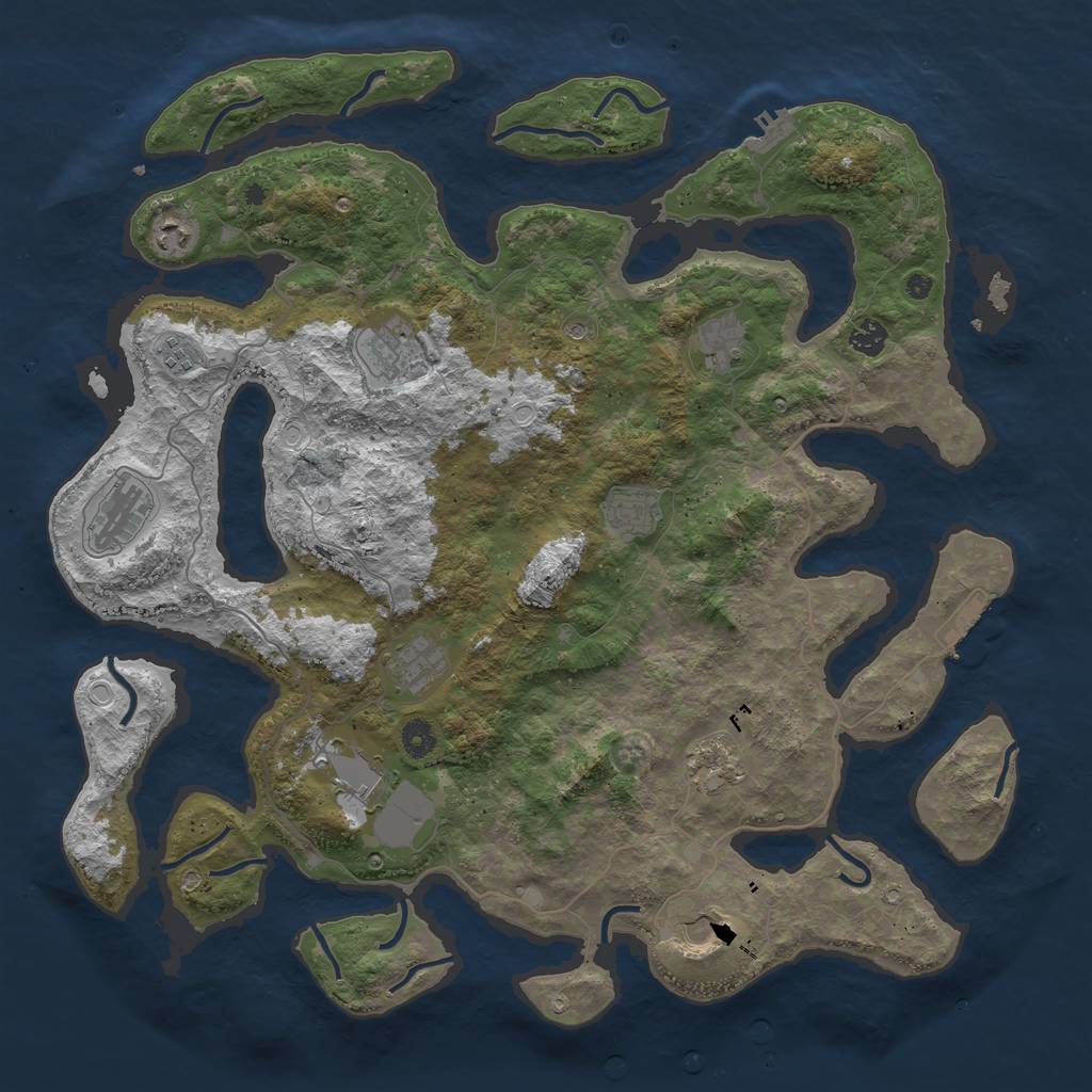 Rust Map: Procedural Map, Size: 4500, Seed: 949744271, 22 Monuments